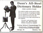 original c. early 20th century american industrial antique "dann's all-steel" mobile three-legged dictionary stand with original oxidized copper finish