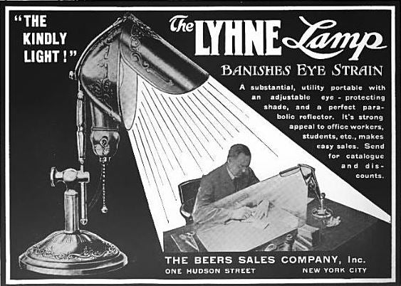 refinished early american industrial fully adjustable "lyhne" portable desk or table lamp with fully functional rotating light "guard" or reflector