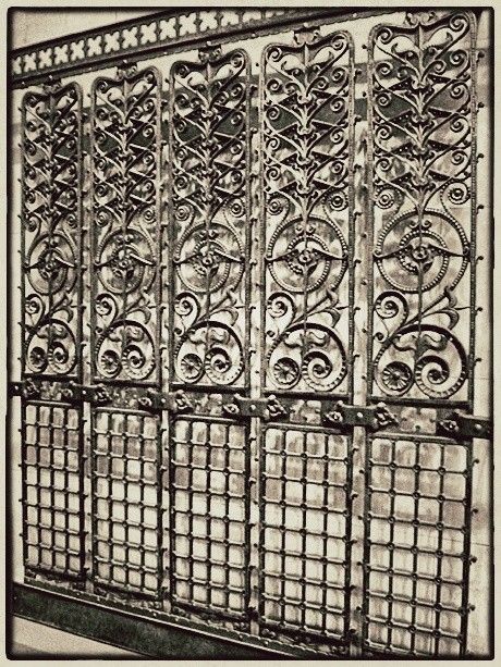 original late 19th century interior copper-plated ornamental cast iron manhattan building elevator grille