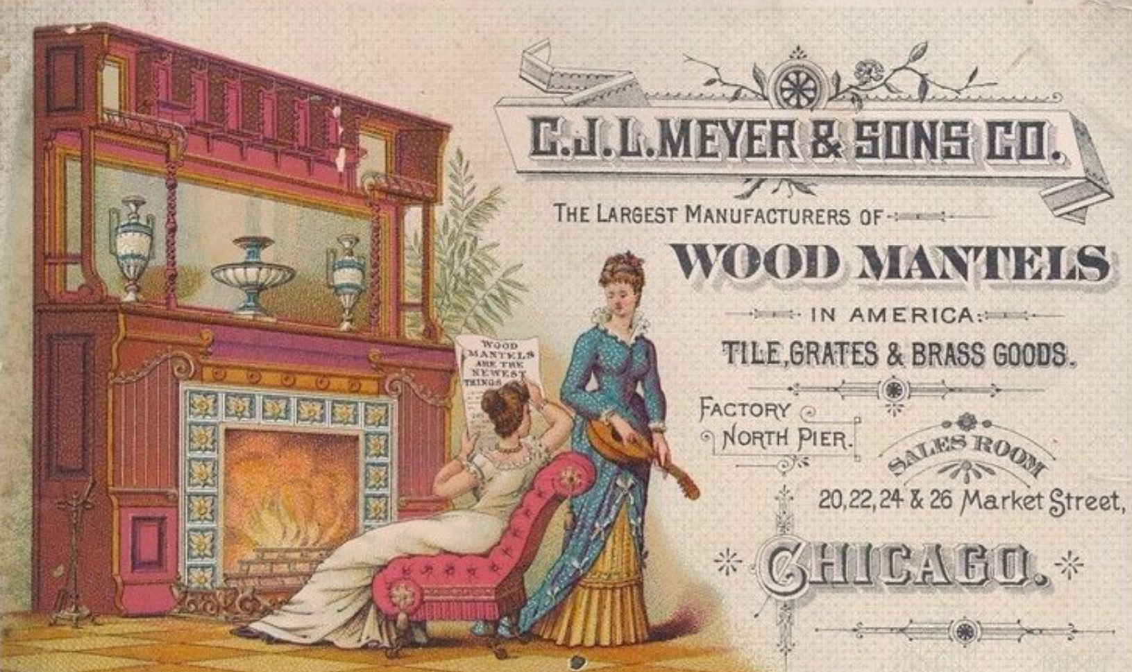 extraordinary 19th century original  salvaged chicago solid cherry wood interior residential fireplace mantel with intact beveled edge mirror