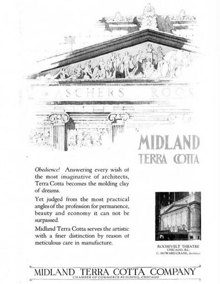 hard to find c. 1918 white glazed midland "sullivanesque" exterior salvaged chicago building facade square-shaped panel with distinctive geometric flower motif