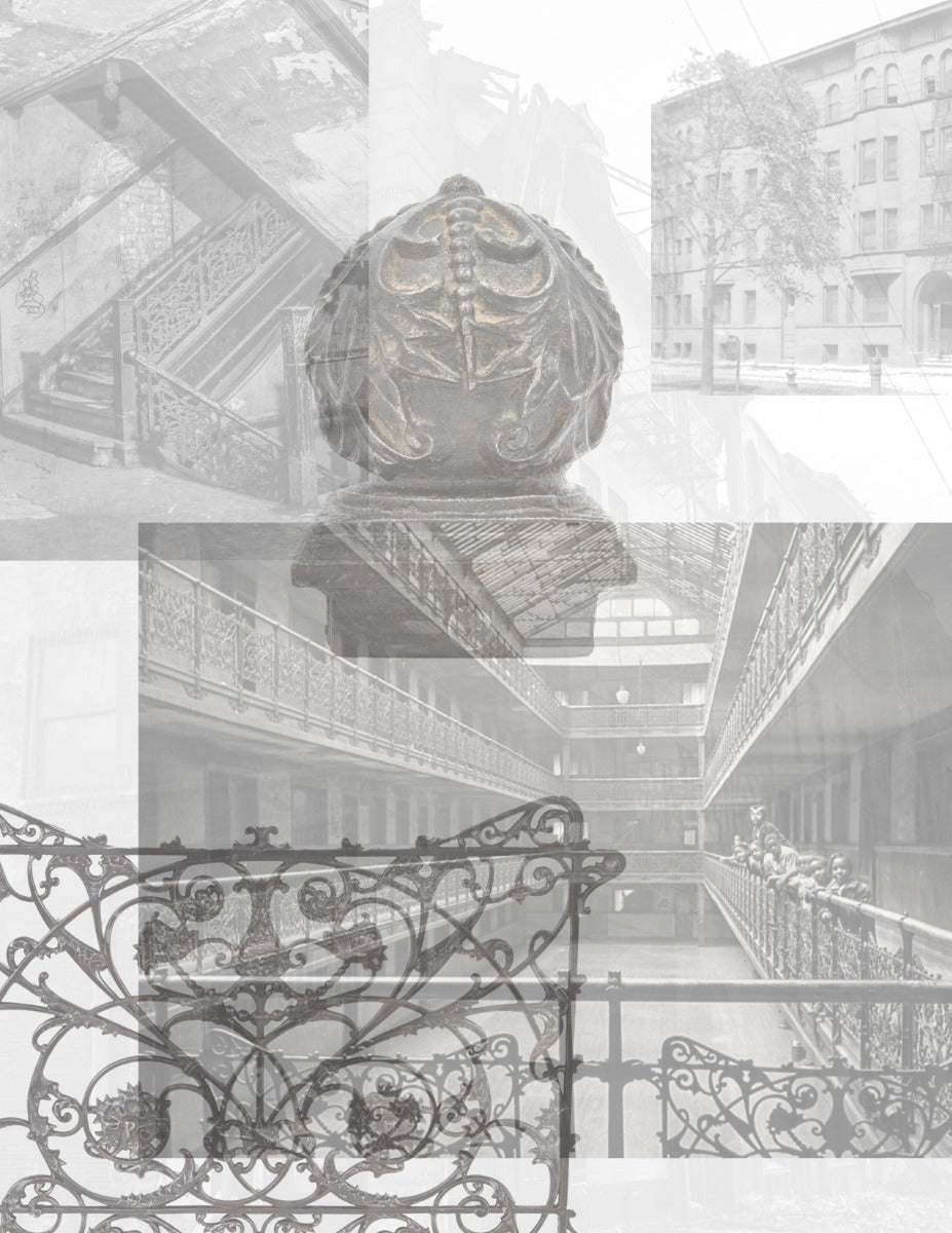 museum quality 1892 edbrooke and burnham ornamental cast iron interior mecca flats staircase newel post cap or finial