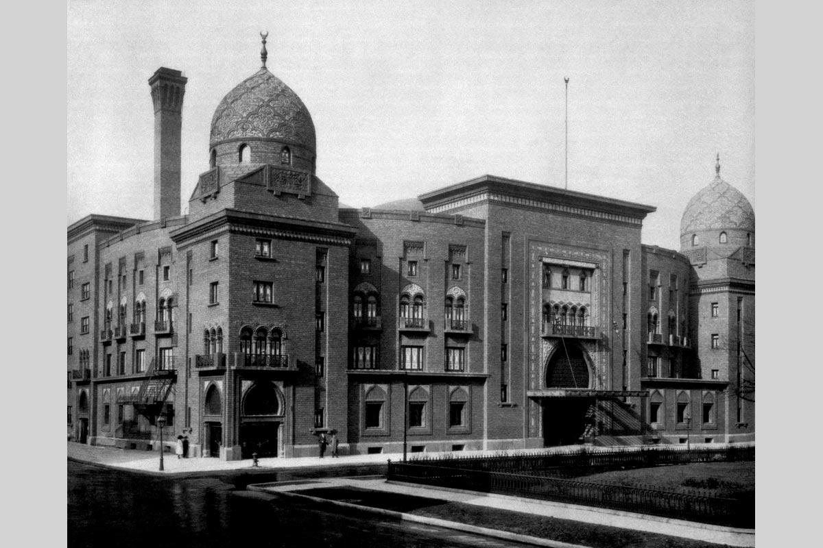 historically important custom designed ornamental cast bronze interior vestibule door moorish revival pull handle salvaged from huehl and schmidt's medinah temple