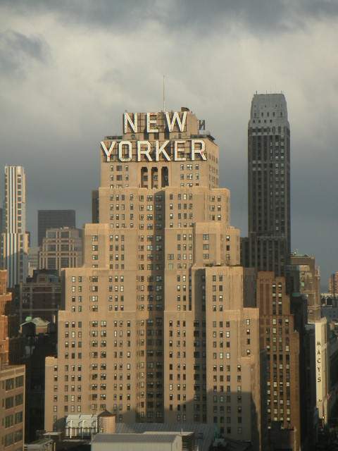 original and completely intact american depression era double-sided new yorker hotel hanging interior lobby illuminated "elevator" sign with nicely aged brass housing