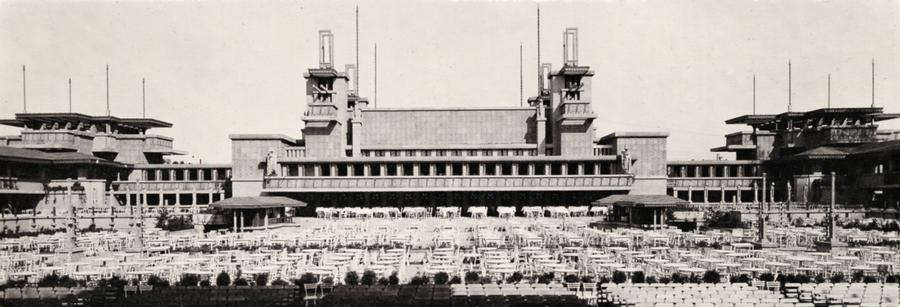 documented museum-quality c. 1914 exterior chicago midway gardens single-sided strongly geometric perforated cast concrete frieze panel