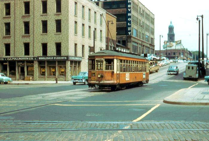 nicely detailed old american hand-crafted folk art city of milwaukee streetcar with largely intact hand applied polychrome paint finish