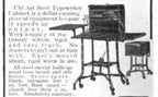 all original rare american industrial "uhl art steel" cold-rolled steel roll top stenographer workstation with largely intact oxidized copper finish