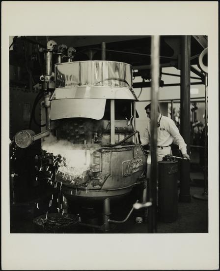 original oversized cast aluminum a. finkl & sons single-sided "lectromelt" flush mount heavy gauge steel cylindrical foundry refining steel tank specification plaque