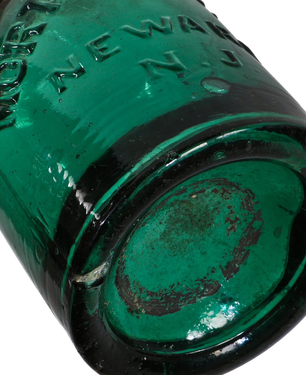 late 1850's original antique american dark emerald porter style morton & brothers soda or ale iron pontiled bottle with applied tapered collar