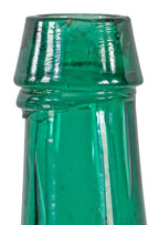 late 1850's original antique american dark emerald porter style morton & brothers soda or ale iron pontiled bottle with applied tapered collar