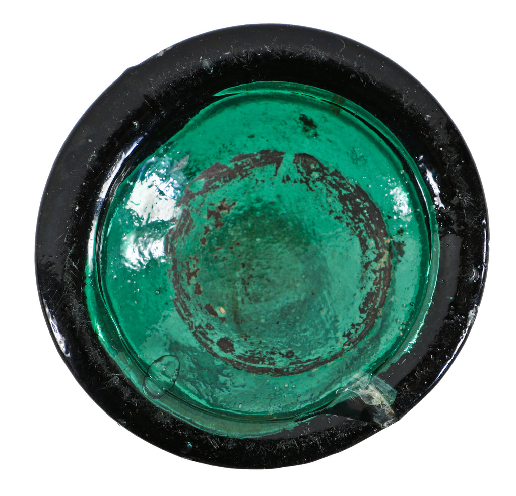 late 1850's original antique american dark emerald porter style morton & brothers soda or ale iron pontiled bottle with applied tapered collar