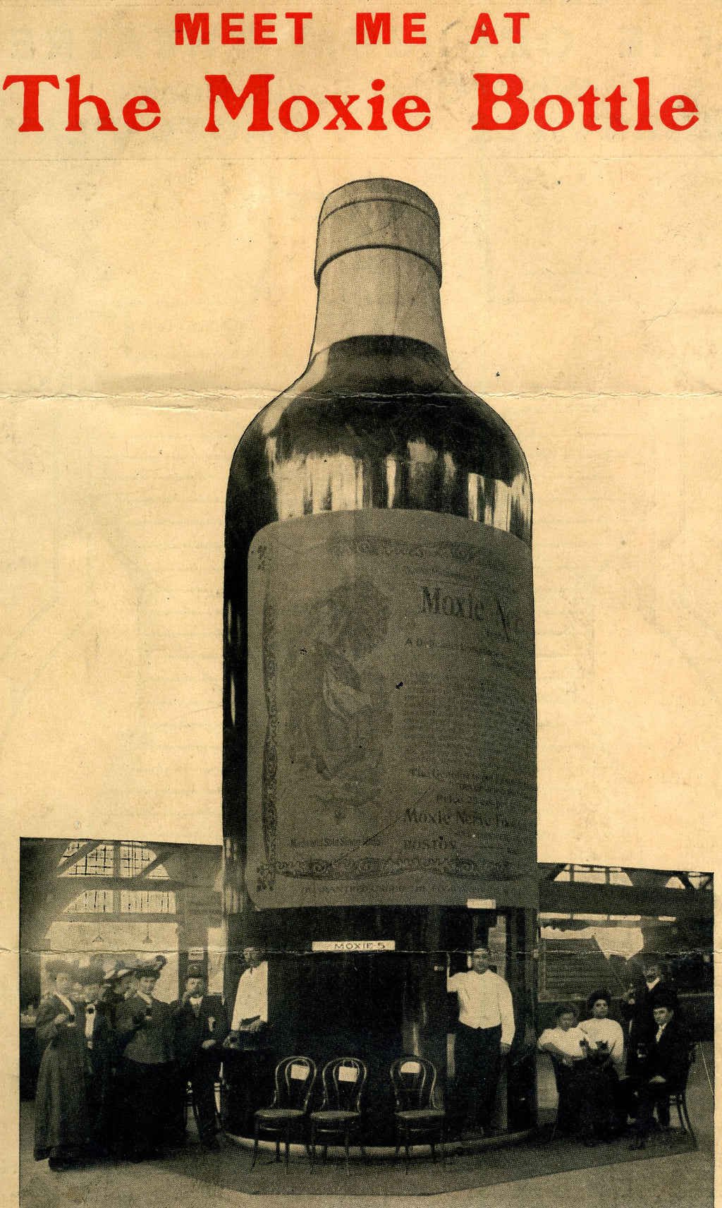rare and all original privy dug tall aqua cylindrical medicinal "moxie" beverage bottle manufactured in chicago, il.