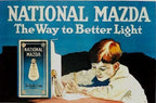 rare all original and unrestored interior or exterior wall mount general electric "national mazda" illuminated trade sign with intact reverse painted glass panels