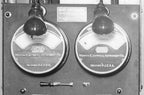 seldom found all original and completely intact turn of the century portable nicke-plated cast iron ampere-meter with varnished hardwood carrying case