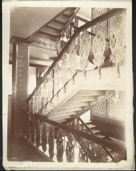 rare museum quality ornamental cast iron louis sullivan-designed guaranty or prudential building interior office door "letters" slot and matching chute with bower-barff finish