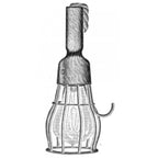 early 1920's antique american industrial portable "trouble light" or lamp guard with a refinished finely turned maple wood handle and copper-plated cage