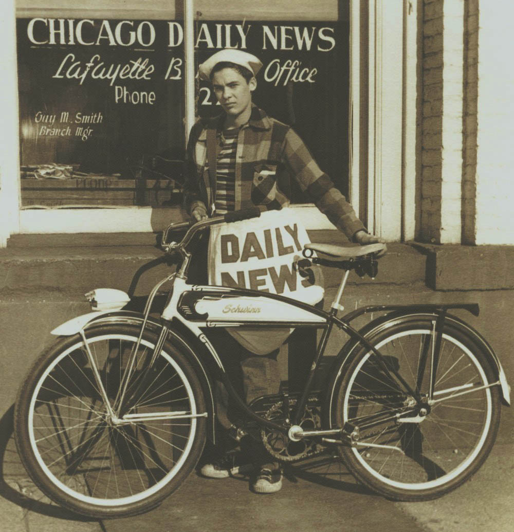 rare depression era american outdoor "chicago daily news" street vendor hand-painted wood newsstand with pivoting loose change cups