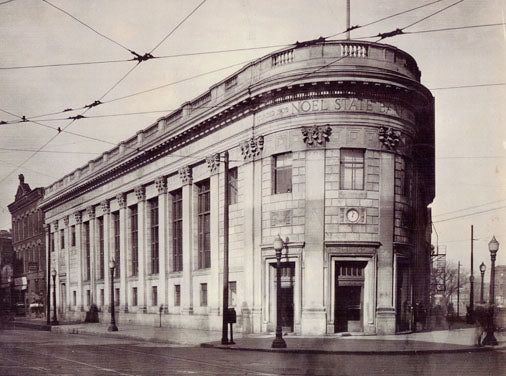 single-sided porcelain enameled die cut steel "safety deposit boxes" exterior bank building sign
