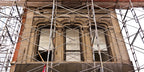 single original victorian era c. 1870's gargantuan exterior post-fire osborne and adams building window keystone comprised of patented artificial stone