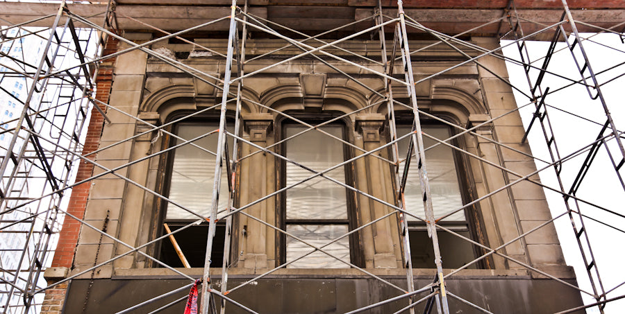 single original victorian era c. 1870's gargantuan exterior post-fire osborne and adams building window keystone comprised of patented artificial stone