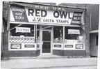 remarkable intact and all original c. 1930's antique american art deco streamlined style "poultry" porcelain or vitreous enameled red owl grocery store single-sided sign