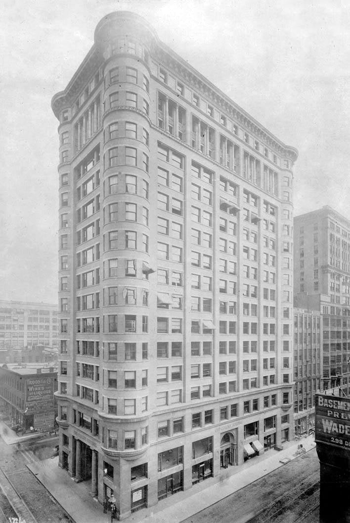 original cast bronze custom martin roche-designed 1893 old colony building office doorkob and backplate