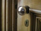 original 19th century antique american interior residential "mercury" glass passage size doorknob with footed shank