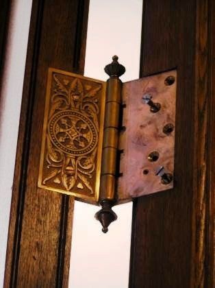 four matching nicely aged 1870s interior residential compression cast r & e hinge cover plates