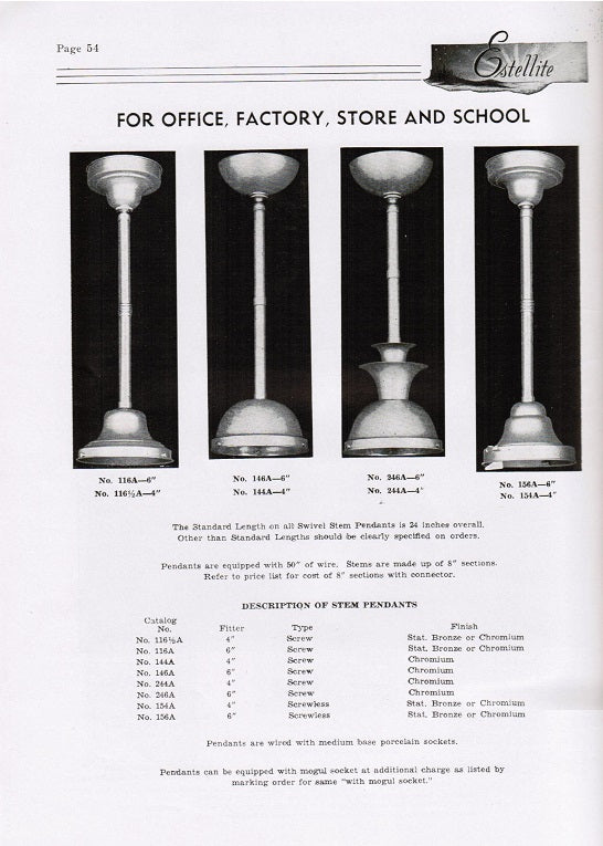 original early 1940's softbound triple citieselec supply inc. lighting catalog featuring the "estellite" residental light fixture product line