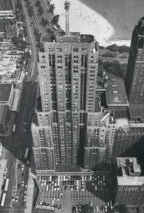 historically important american c. 1929 american art deco style oversized nickel-plated cast bronze palmolive building facade pilaster with visually stunning endcap