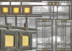 original historically-important frank lloyd wright-designed avery coonley house interior family room single leaded art glass window with intact zinc caming retaining bronze wash