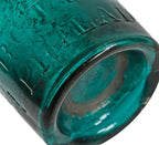 c. 1855 privy-dug deep teal iron pontiled porter bottle with applied double tapered finish distributed by bottler patrick conway of philadelphia, pa.