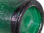 late 1840's or early 1850's dark emerald green heavily whittled iron pontiled dyottville glassworks squat or porter style "philly green" antique american bottle with tapered collar