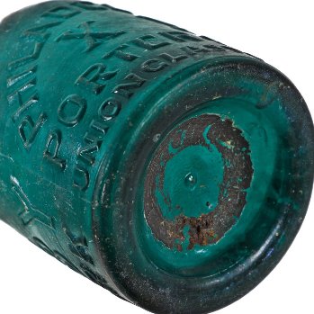 rare privy dug single antique american deep blue green or teal iron pontiled blobtop porter-shaped beer bottle with applied lip