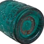 rare privy dug single antique american deep blue green or teal iron pontiled blobtop porter-shaped beer bottle with applied lip