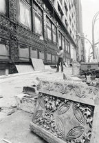 historically important late 19th or early 20th century original exterior white glazed terra cotta schlesinger & mayer department store building stringcourse panel