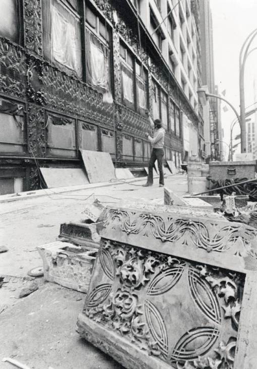 historically important late 19th or early 20th century original exterior white glazed terra cotta schlesinger & mayer department store building stringcourse panel