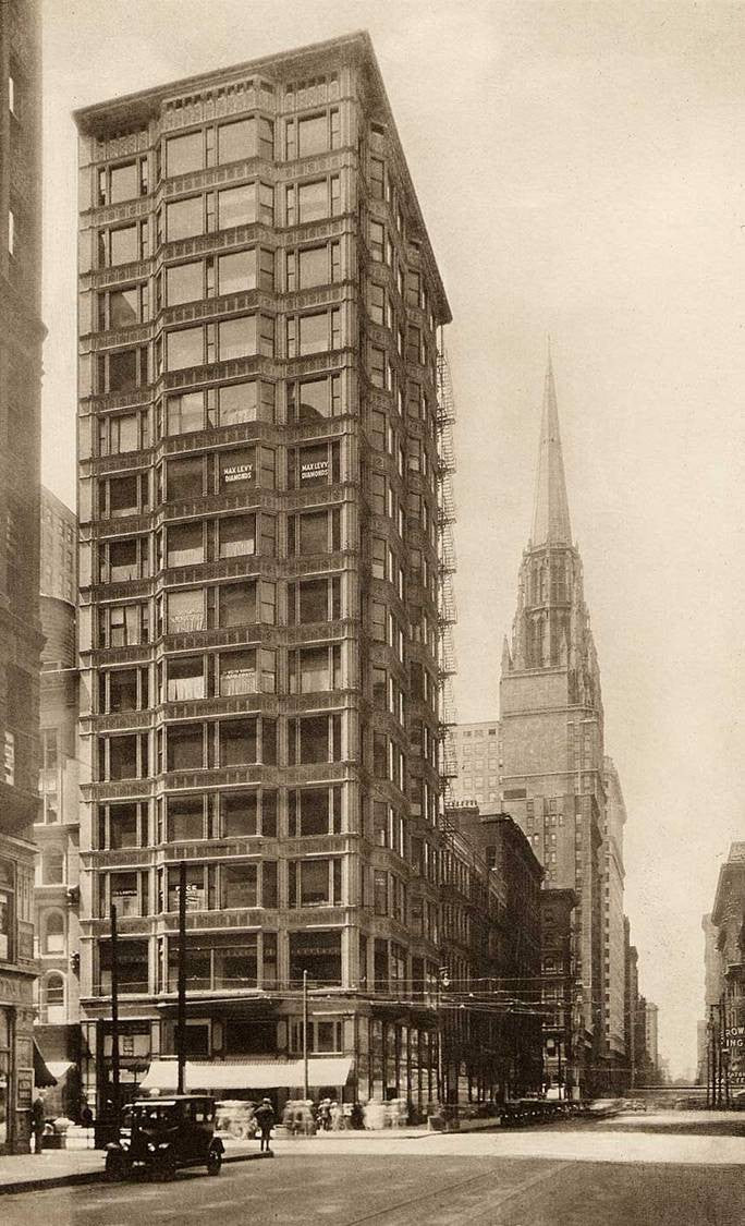 pair of late 19th century exterior bunham & atwood cream-colored reliance building gothic style terra cotta fragments