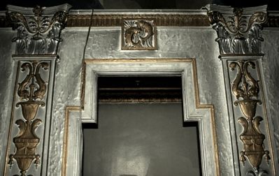 rare j.e.o. pridmore-designed nortown theater interior second floor lobby cast plaster koi fish panel