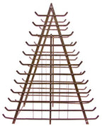 original and remarkably intact c. early 20th century  antique industrial salvaged chicago factory a-frame stationary cast iron pipe rack cart