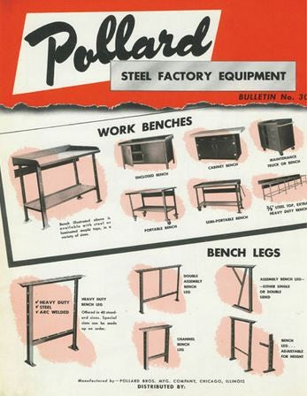 well-built c. 1930's american vintage industrial pollard cold-rolled angled iron factory metal shop workbench bases or legs with green paint finish
