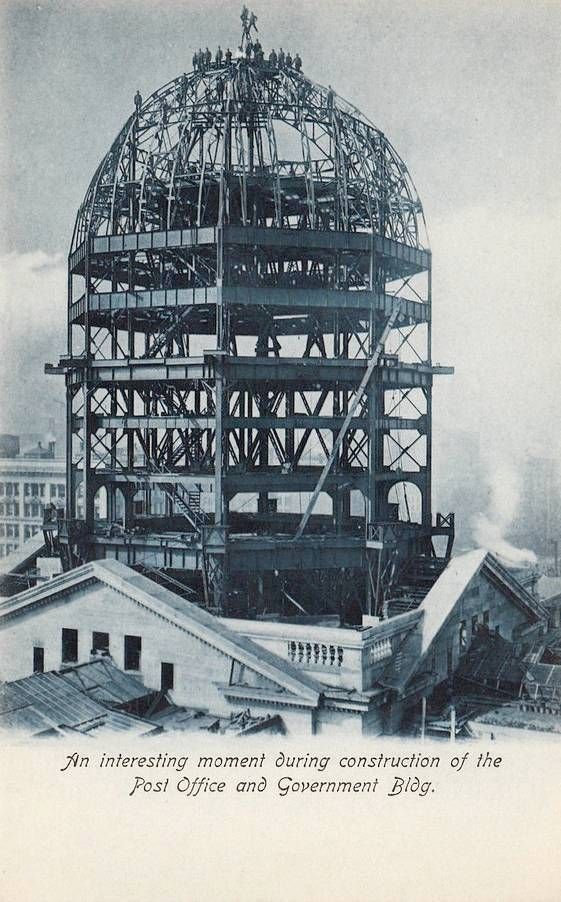late 19th or early 20th century museum quality ornamental cast iron chicago federal building interior panel with spread-winged eagle