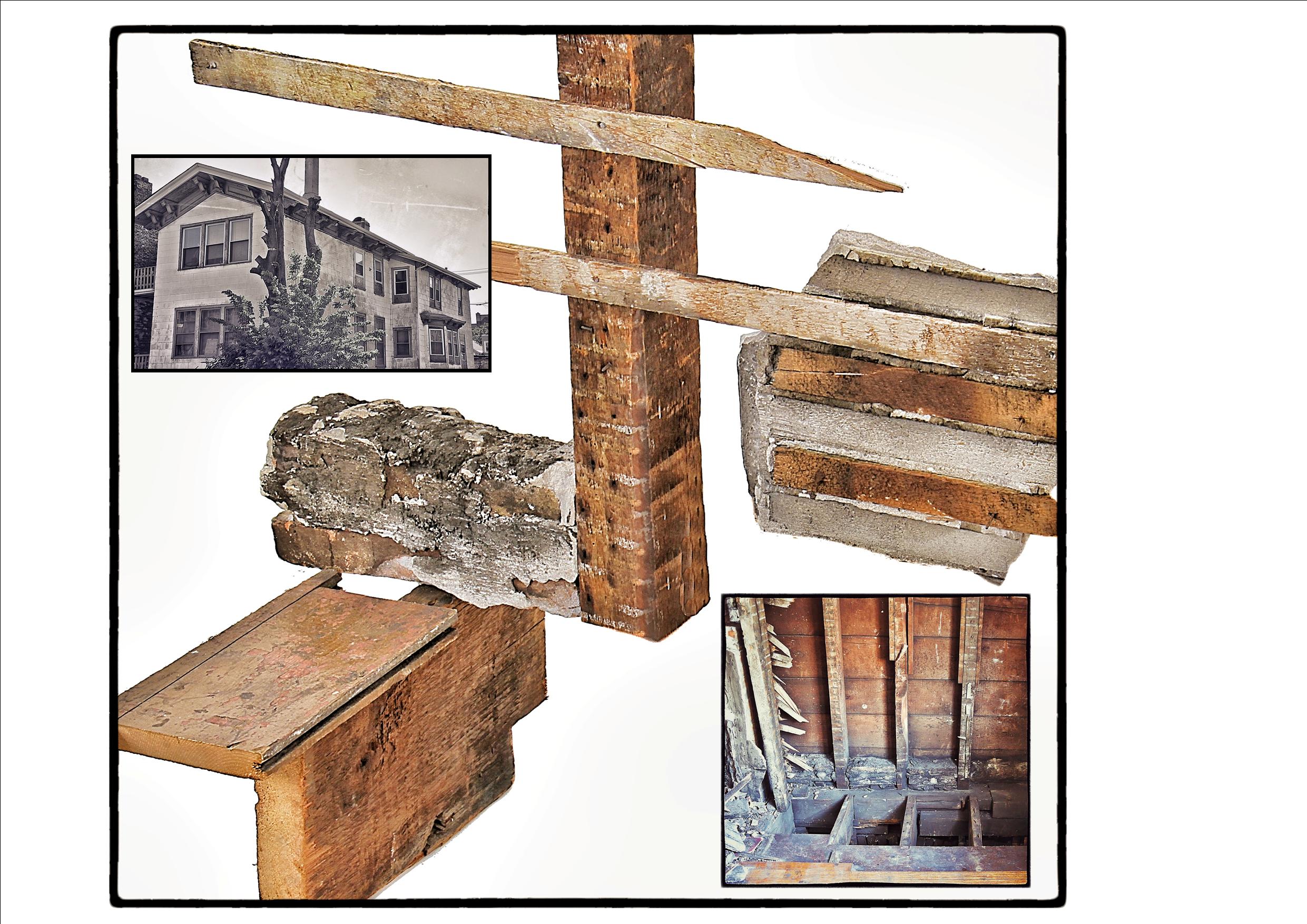 slightly cleaned one of a kind c. 1855 original and intact john kent russell house white pine wood oversized chicago balloon frame sill plate mortise segment