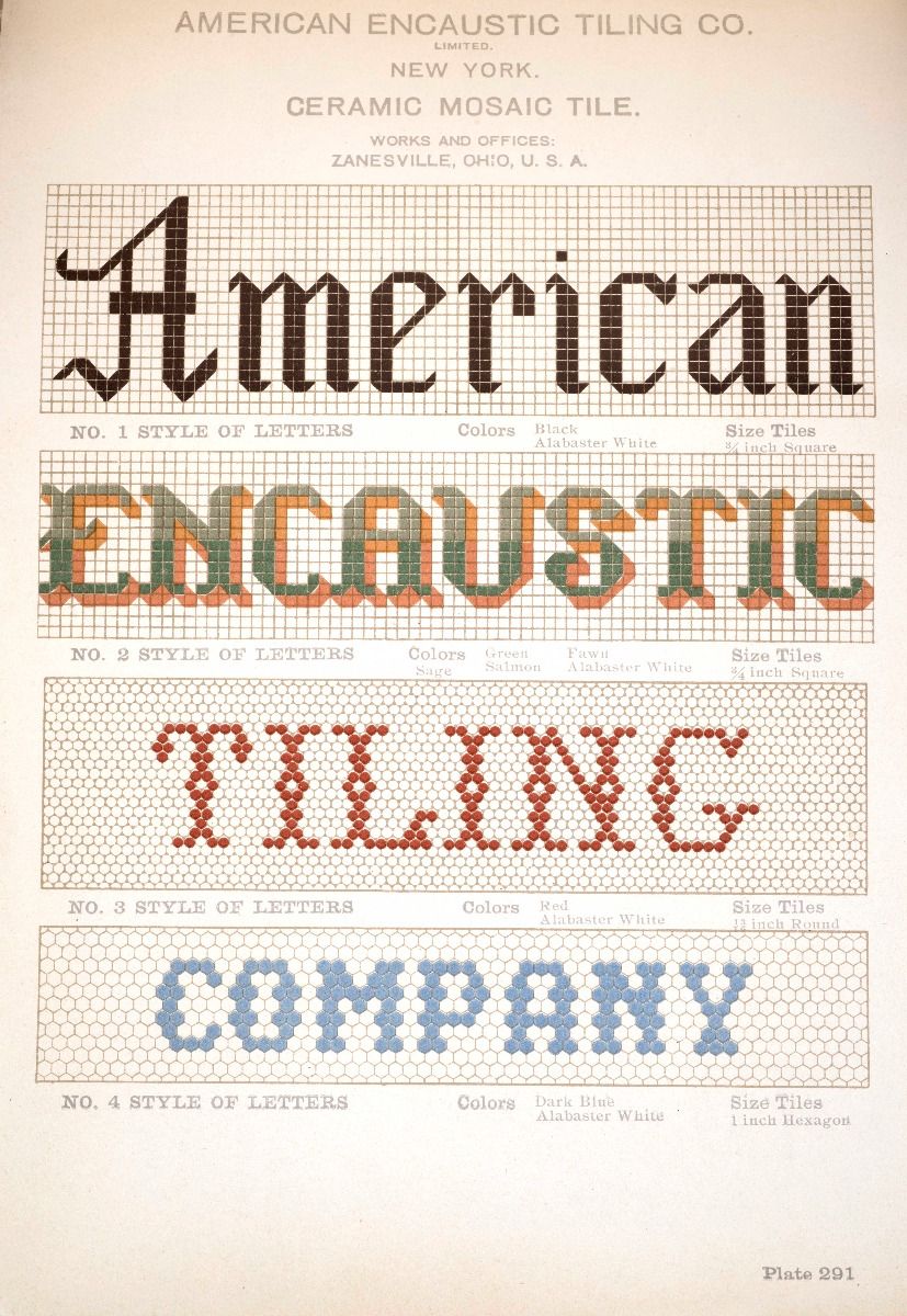 set of original late 1880s salvaged chicago american encaustic tile company salvaged chicago full-figured majolica-glazed tiles