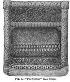 rare late 19th century american victorian era "perfection line" interior residential gold enameled fireplace gas insert or grate with original valve key