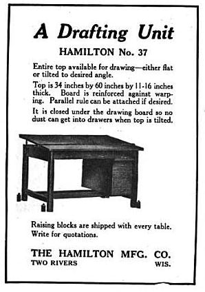 original lightweight c. 1930's vintage american industrial pressed and folded cold-rolled steel "hamilton-economy" drafting room table with detachable top
