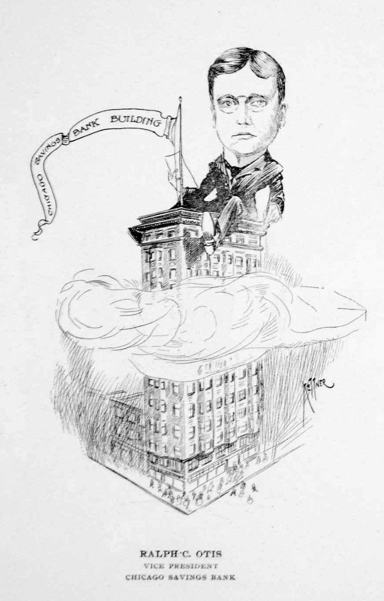 original oversized holabird and roche-designed ornamental cast brass chicago savings bank building monogrammed doorknob and backplate