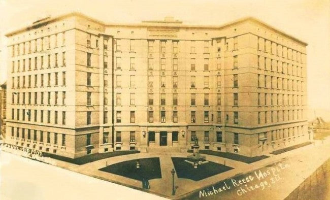 historically-important recovered oversized solid indiana limestone exterior michael reese "old main" hospital deeply incised letter facade name plaque fragment