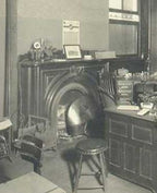 completely refinished brushed ornamental cast iron 19th century american victorian era interior residential fireplace mantel with original shelf