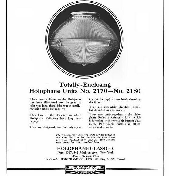 all original c. 1930's american antique industrial exterior "symmetric" holophane prism glass bowl refractor exterior street lamp with intact protective clear glass dome